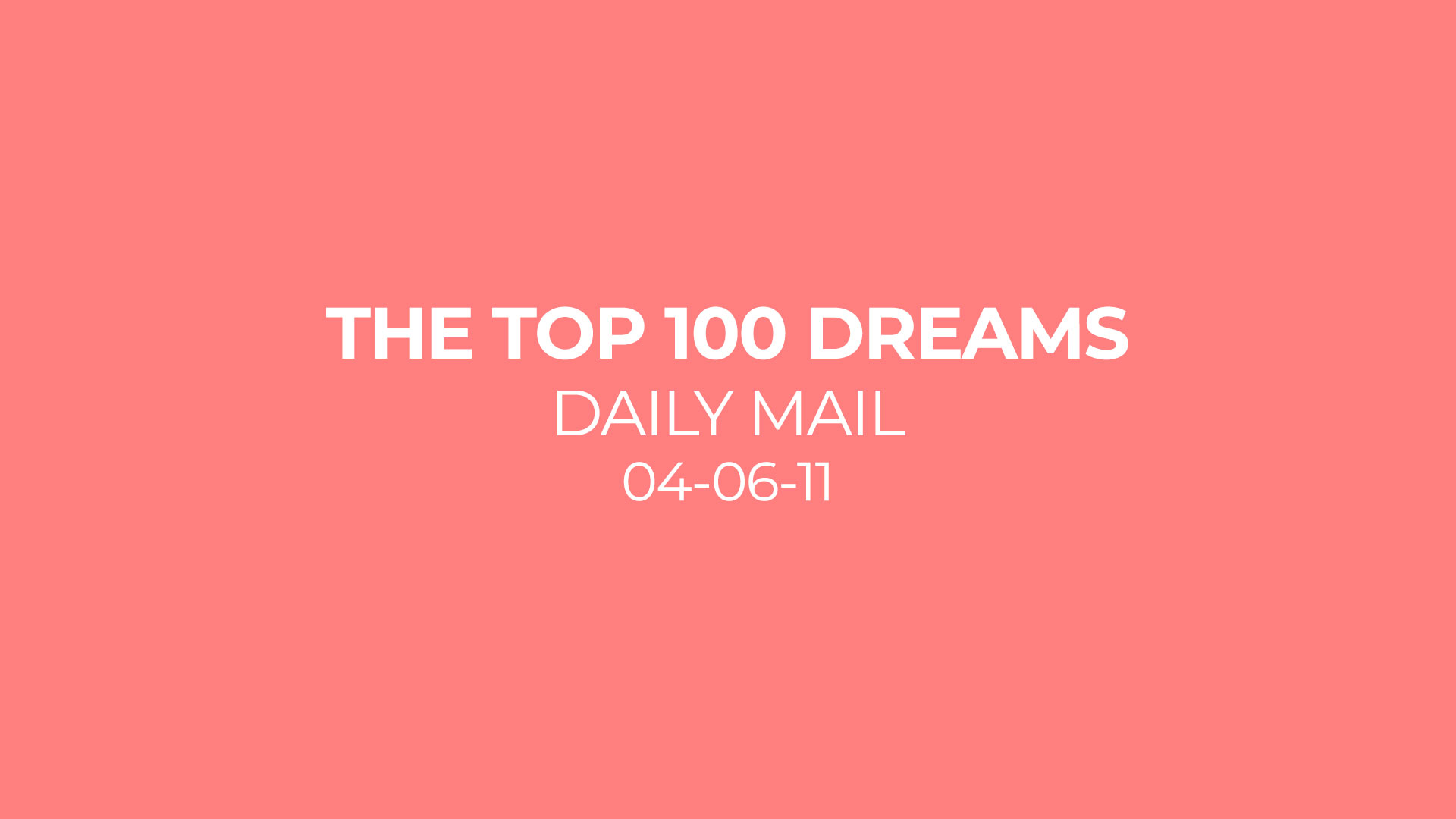 The Top 100 Dreams, Daily Mail